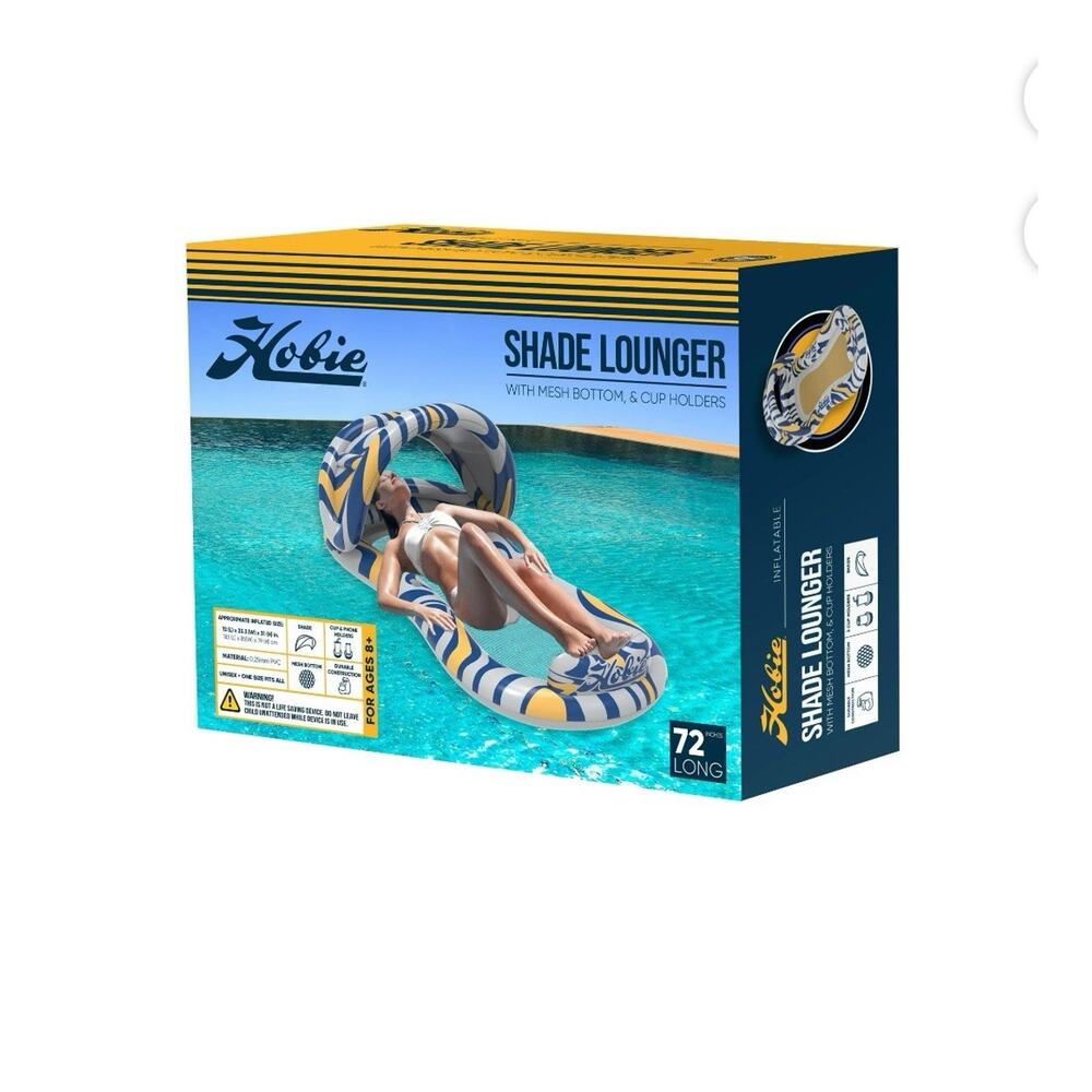 Hobie Inflatable Pool Lounger Float with Shade New